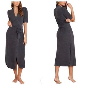 Barefoot Dreams CozyChic Ultra Lite Wrap Dress In Carbon‎ grey Size XS